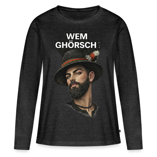 Wem ghörsch? – Alemannische Klärung | Frauen Premium Bio Langarmshirt - Anthrazit meliert