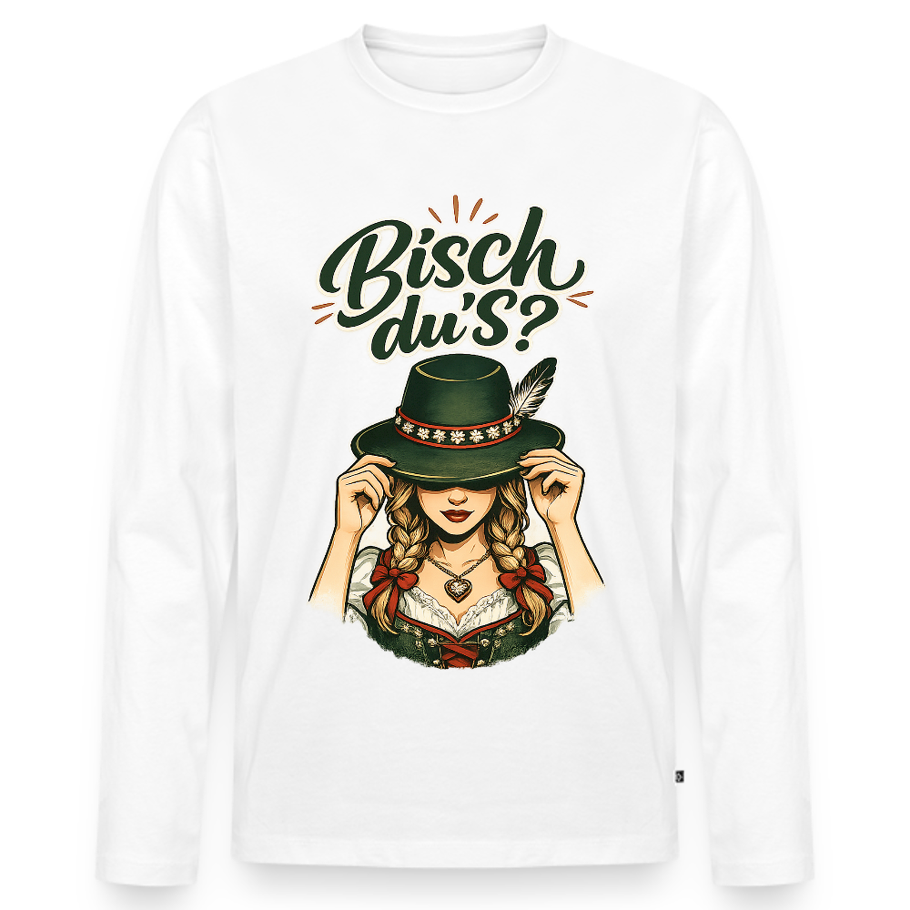 Bisch du’s? – Der Blick sagt alles | Männer Premium Bio Langarmshirt - Weiß