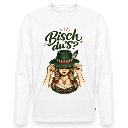 Bisch du’s? – Der Blick sagt alles | Männer Premium Bio Langarmshirt - Weiß