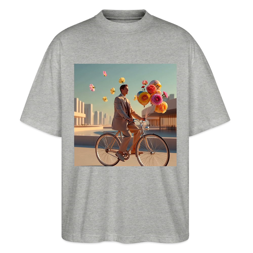 Fahrt ins Ungewisse (mit Blumen) | Stanley/Stella Oversized Unisex Bio T-Shirt Blaster - Grau meliert