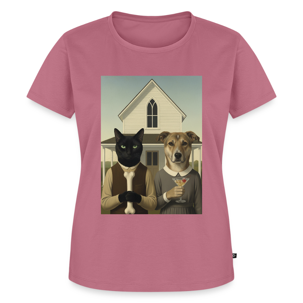 American Gothic… aber mit Katze und Hund | Frauen Premium T-Shirt - Mauve