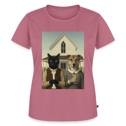 American Gothic… aber mit Katze und Hund | Frauen Premium T-Shirt - Mauve