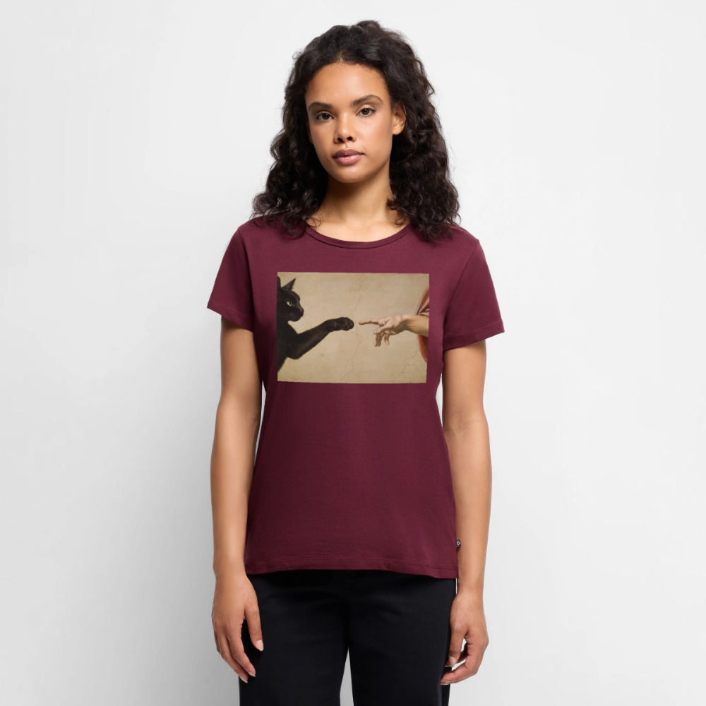 Die Erschaffung Adams… aber die Katze war schneller | Frauen Premium T-Shirt - Burgunderrot