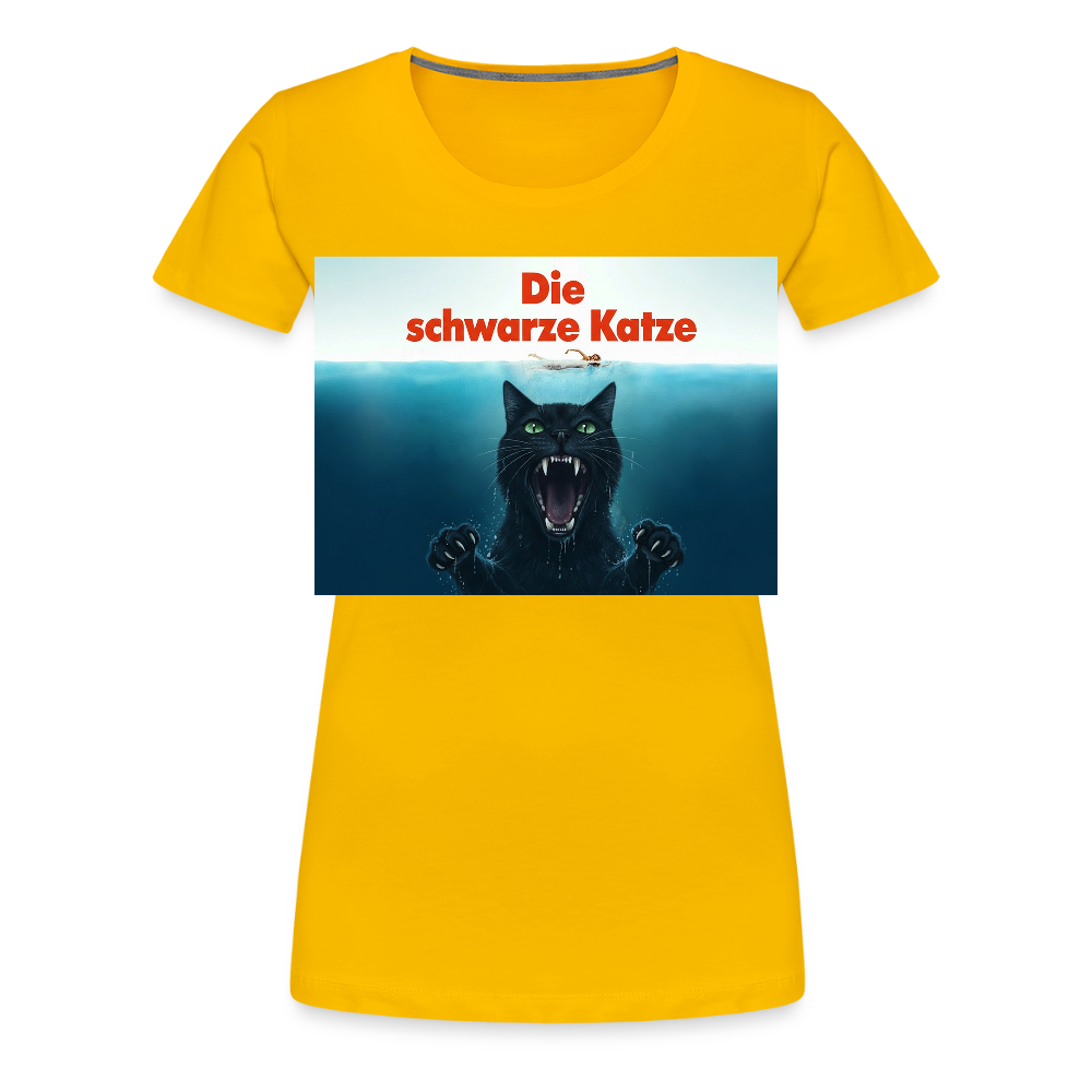Die schwarze Katze – Krümel taucht auf | Frauen Premium T-Shirt - Sonnengelb