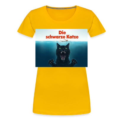 Die schwarze Katze – Krümel taucht auf | Frauen Premium T-Shirt - Sonnengelb