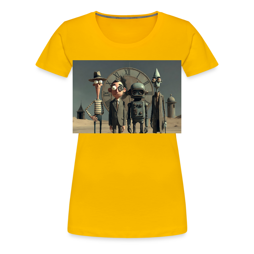 Pünktlich zu spät – Die seltsame Gesellschaft | Frauen Premium T-Shirt - Sonnengelb