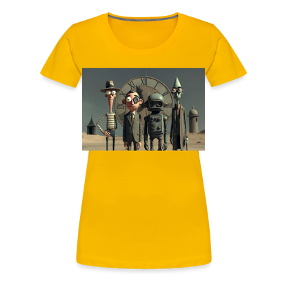 Pünktlich zu spät – Die seltsame Gesellschaft | Frauen Premium T-Shirt - Sonnengelb