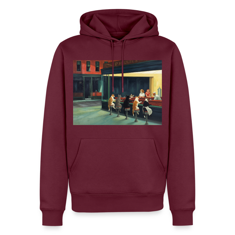 Wenn Hopper Katzen gemalt hätte | Männer Premium Hoodie - Burgunderrot