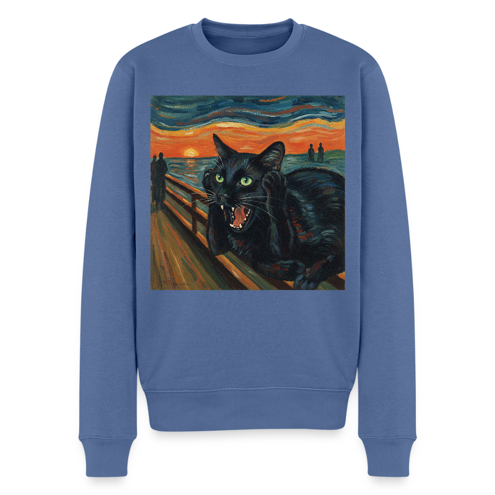 Der Schrei… aber die Katze hat’s zuerst gemerkt |  Männer Premium Pullover - Taubenblau