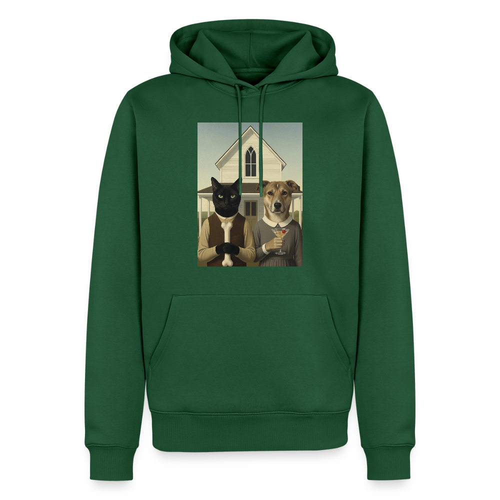 American Gothic… aber mit Katze und Hund | Männer Premium Hoodie - Flaschengrün