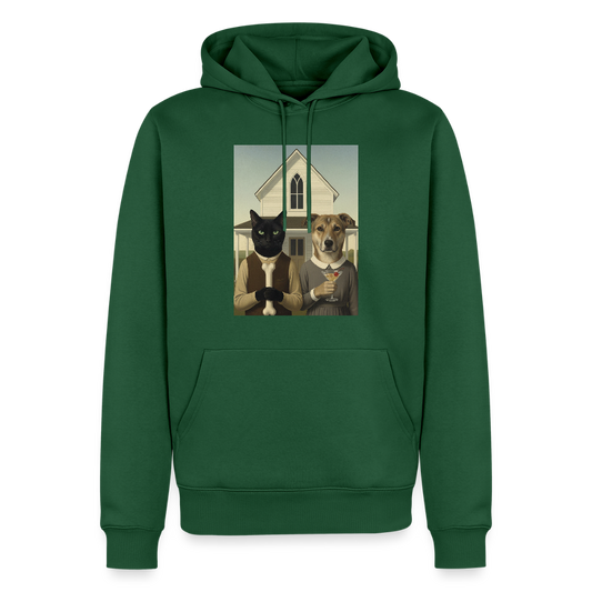 American Gothic… aber mit Katze und Hund | Männer Premium Hoodie - Flaschengrün