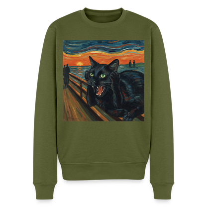 Der Schrei… aber die Katze hat’s zuerst gemerkt |  Männer Premium Pullover - Khaki