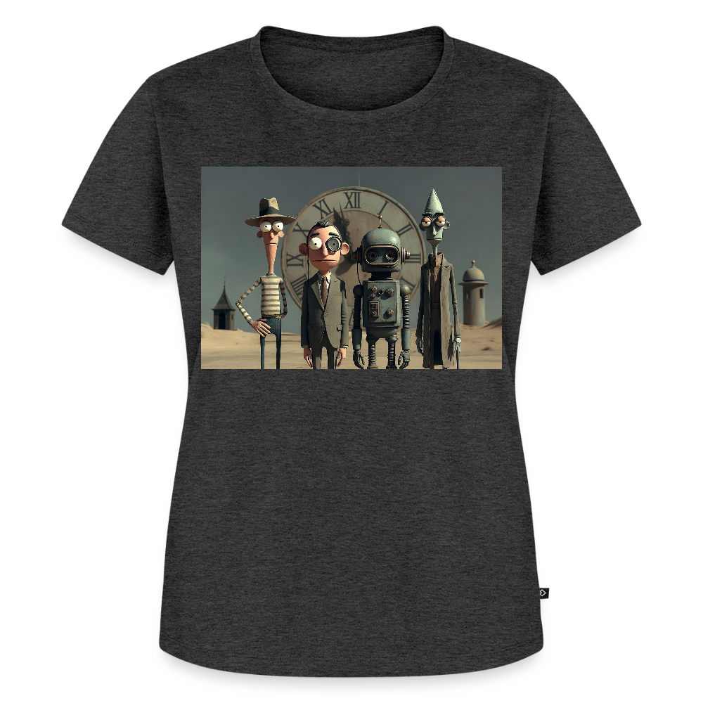 Pünktlich zu spät – Die seltsame Gesellschaft | Frauen Premium T-Shirt - Anthrazit meliert