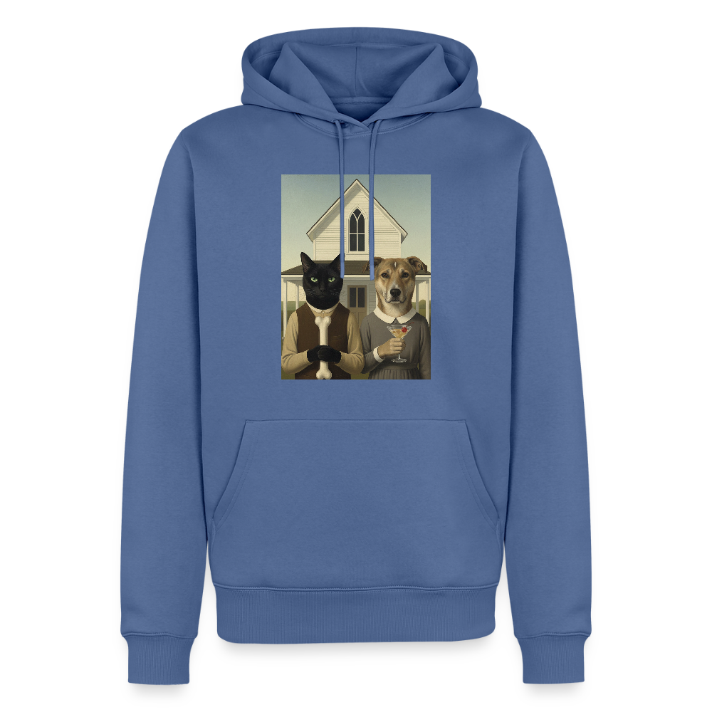 American Gothic… aber mit Katze und Hund | Männer Premium Hoodie - Taubenblau