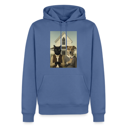 American Gothic… aber mit Katze und Hund | Männer Premium Hoodie - Taubenblau
