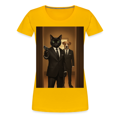 Krümel – Say Meow Again | Frauen Premium T-Shirt - Sonnengelb