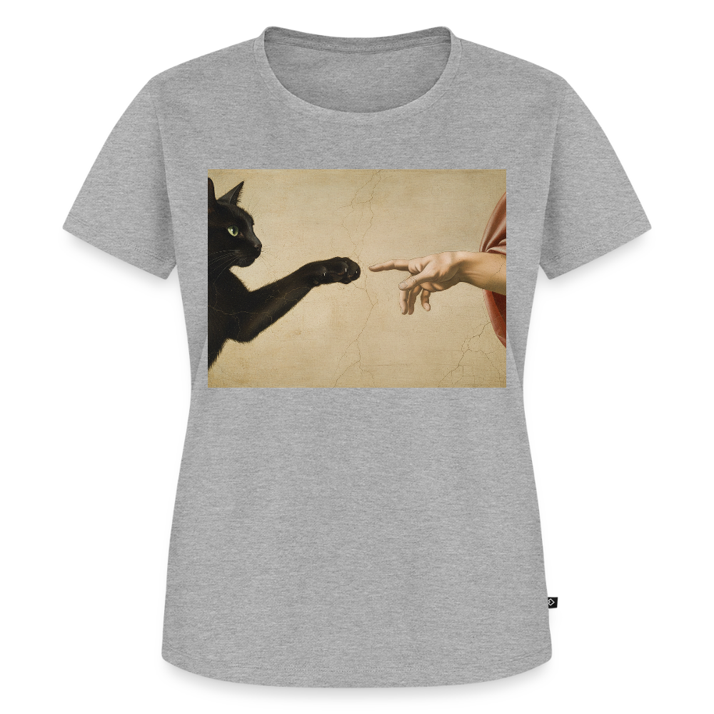Die Erschaffung Adams… aber die Katze war schneller | Frauen Premium T-Shirt - Grau meliert