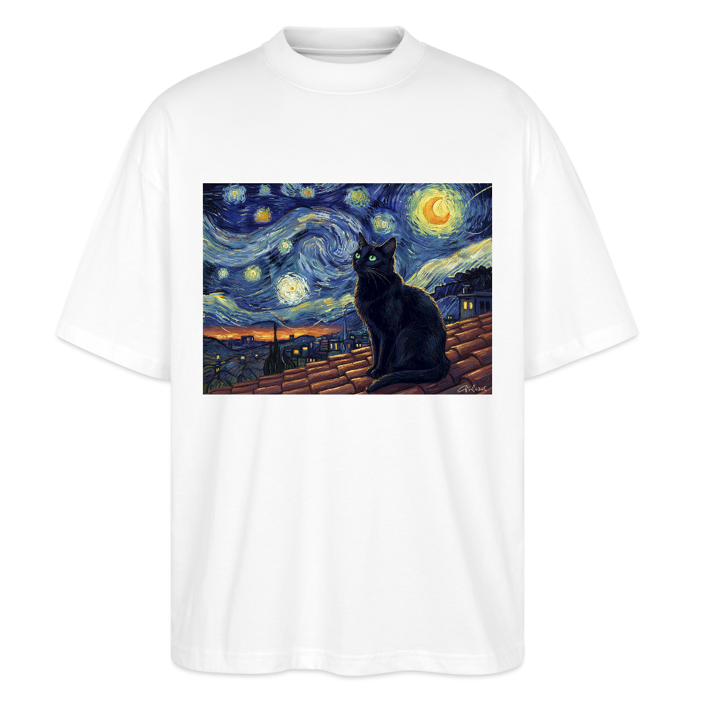 Sternennacht… aber die Katze denkt nach | Stanley/Stella Oversized Unisex Bio T-Shirt Blaster - Weiß