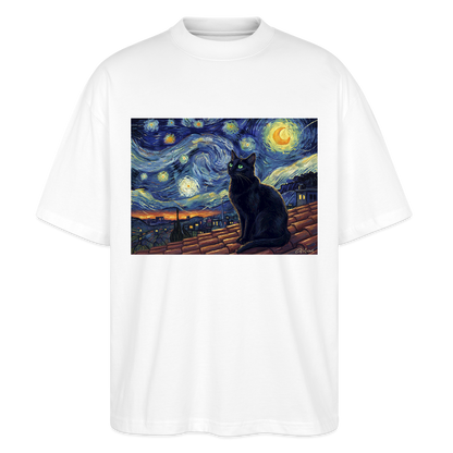 Sternennacht… aber die Katze denkt nach | Stanley/Stella Oversized Unisex Bio T-Shirt Blaster - Weiß