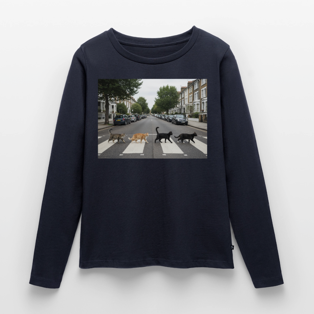 The Purrfect Crossing – Wir waren vor der Band da | Frauen Premium Bio Langarmshirt - Navy