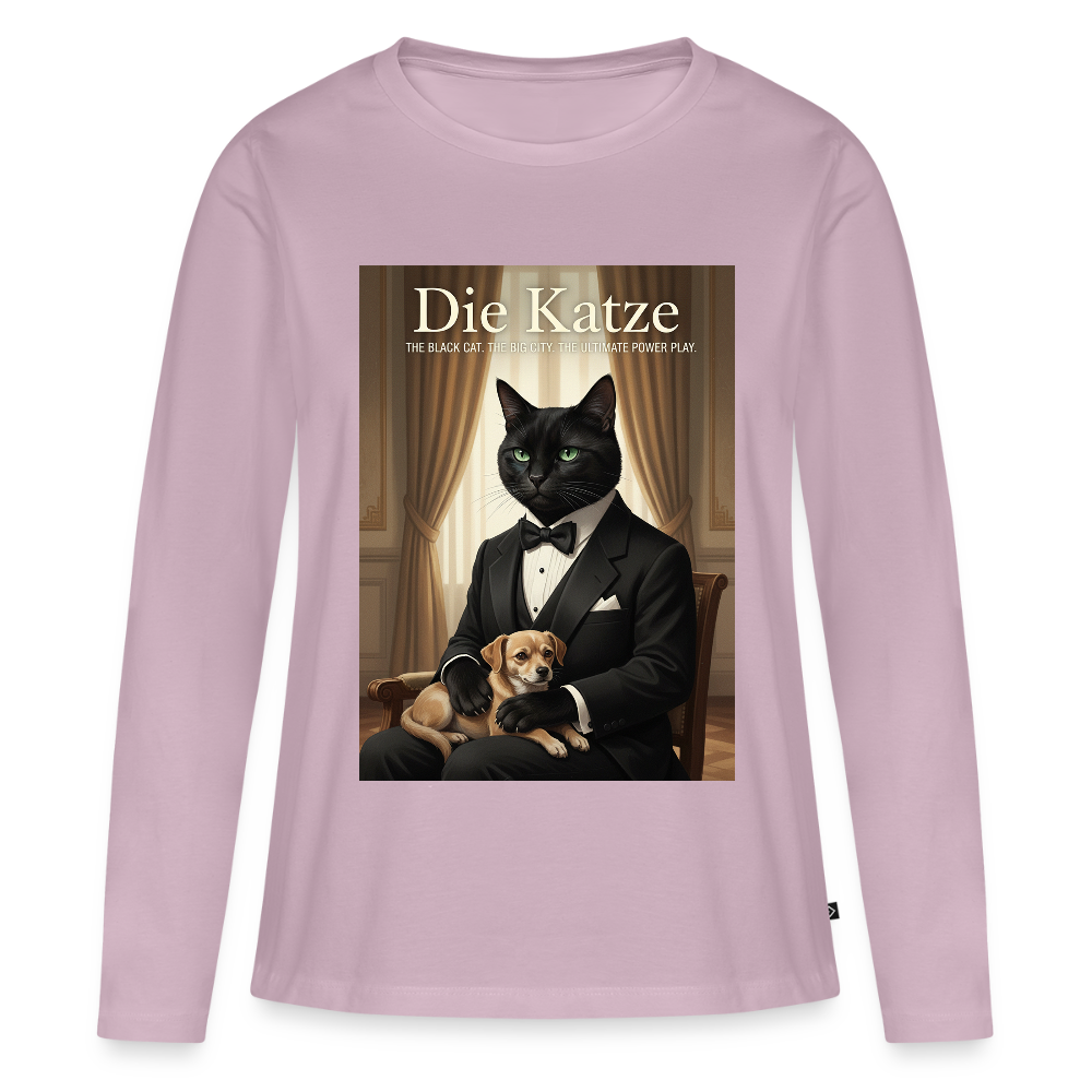 Die Katze – Krümel regelt das | Frauen Premium Bio Langarmshirt - Altrosa
