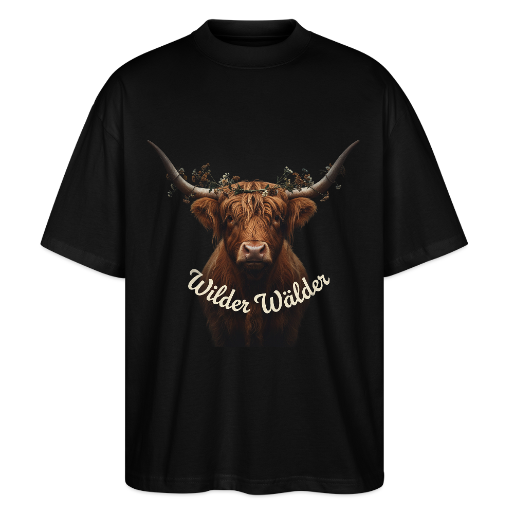 Wilder Wälder – Schwarzwald Highland Rind | Stanley/Stella Oversized Unisex Bio T-Shirt Blaster - Schwarz