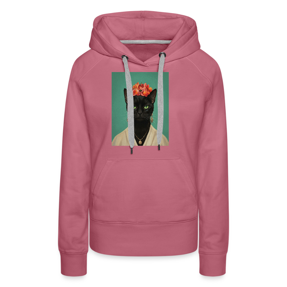 Frida Katze – Künstlerisches Katzenporträt |  Frauen Premium Hoodie - Malve