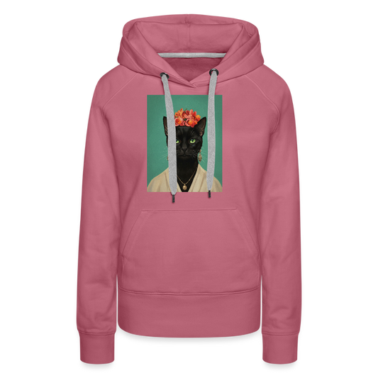 Frida Katze – Künstlerisches Katzenporträt |  Frauen Premium Hoodie - Malve