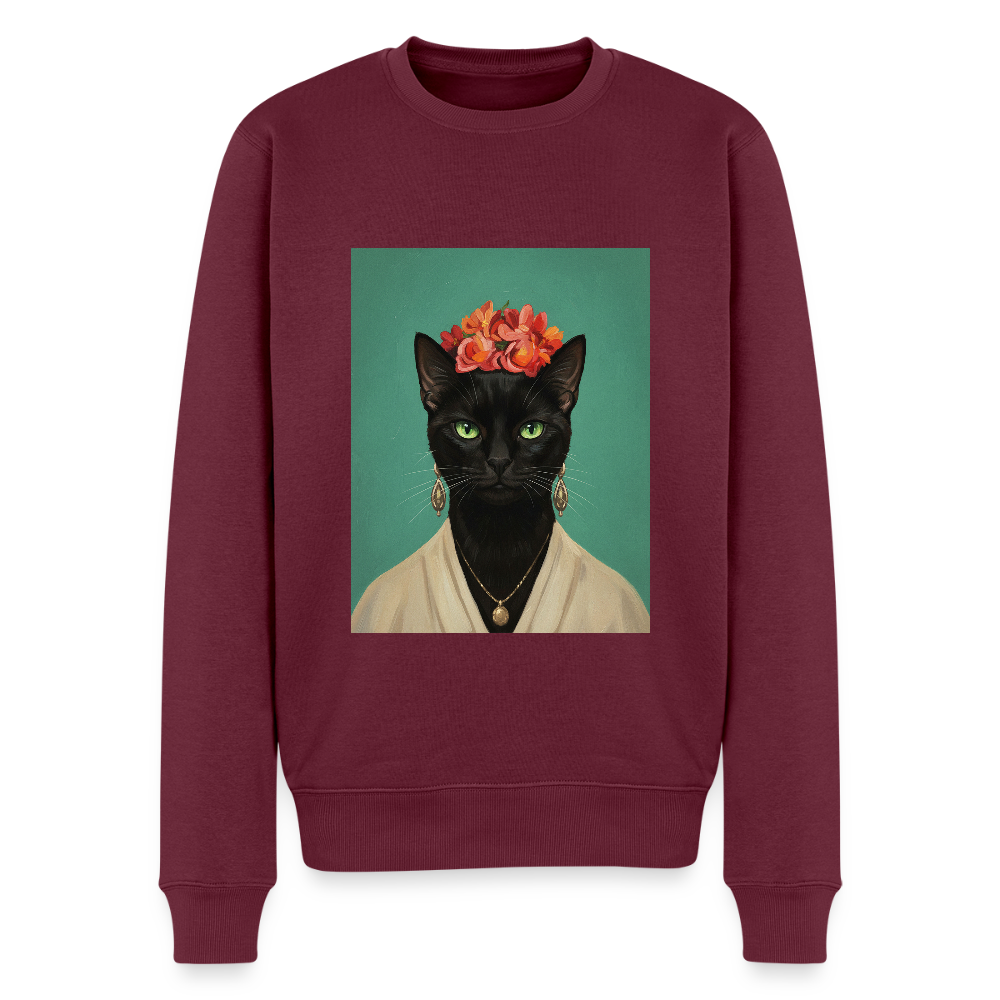 Frida Katze – Künstlerisches Katzenporträt | Men’s Premium Sweatshirt - burgundy