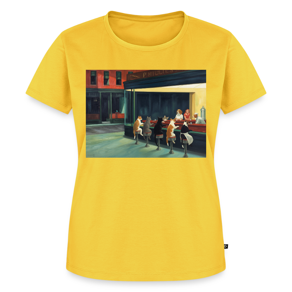 Wenn Hopper Katzen gemalt hätte | Frauen Premium T-Shirt - Gelb