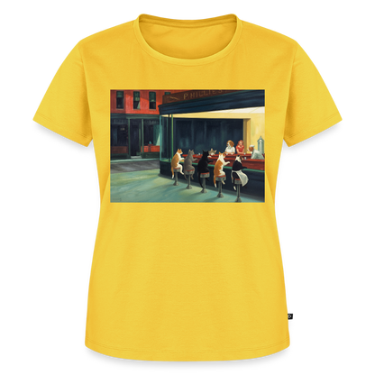 Wenn Hopper Katzen gemalt hätte | Frauen Premium T-Shirt - Gelb