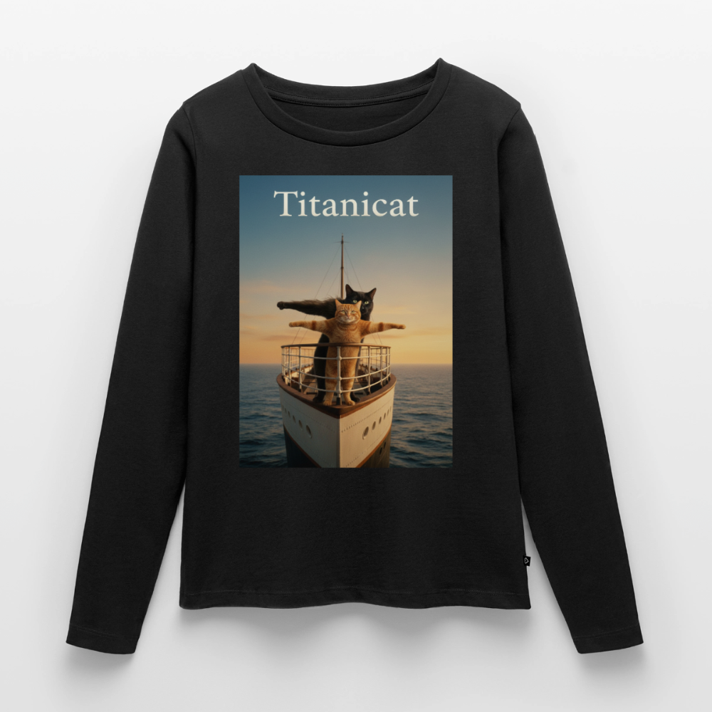 Titanicat – Ich bin der König der Kratzbäume | Frauen Premium Bio Langarmshirt - Schwarz