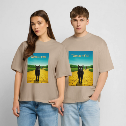 Wizard of Cats – Der gelbe Weg gehört Krümel | Stanley/Stella Oversized Unisex Bio T-Shirt Blaster - Steingrau