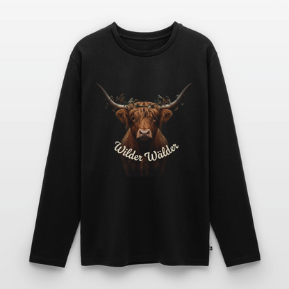 Wilder Wälder – Schwarzwald Highland Rind | Männer Premium Bio Langarmshirt - Schwarz
