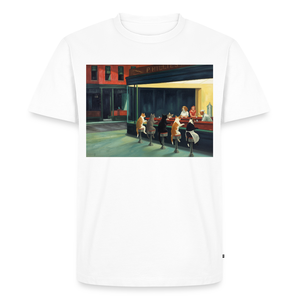 Wenn Hopper Katzen gemalt hätte | Männer Premium T-Shirt - Weiß