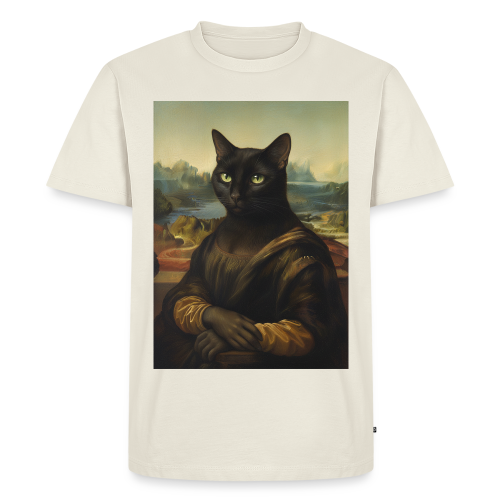 Mona Lisa… aber es ist eine Katze | Männer Premium T-Shirt - Naturweiß