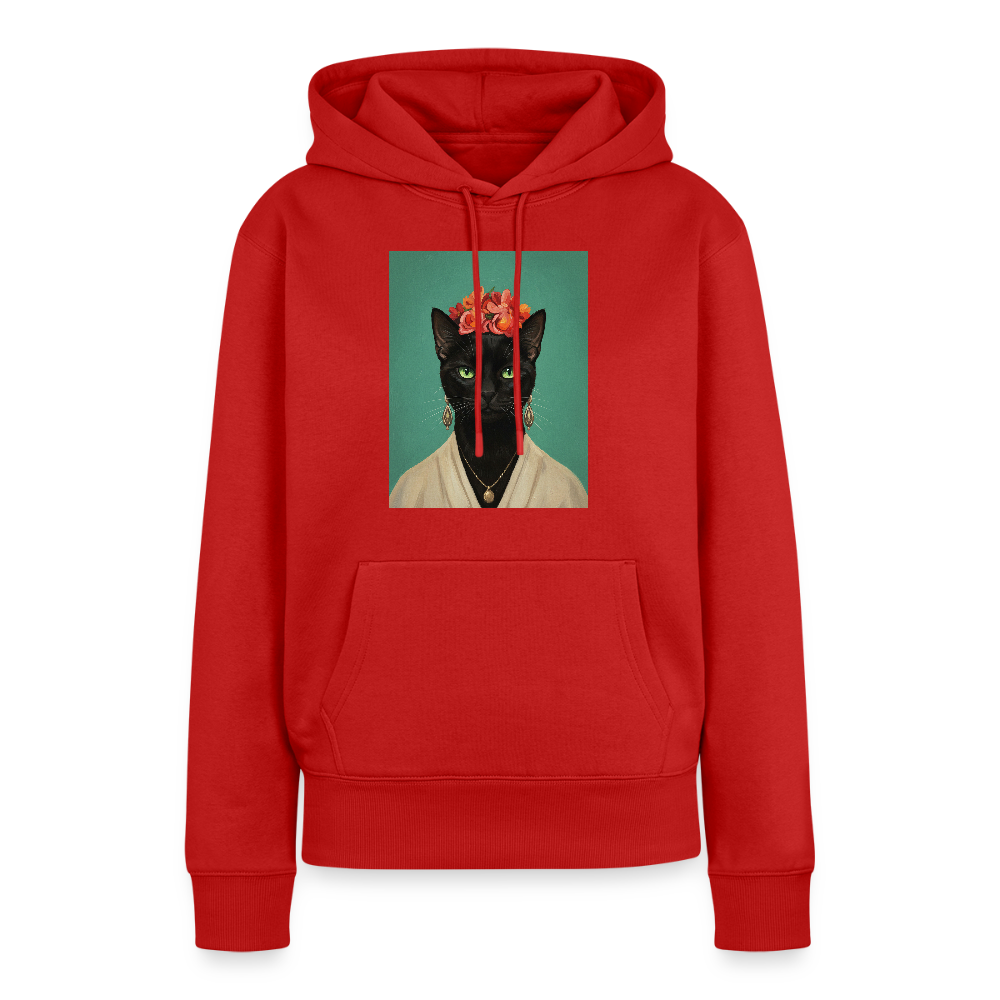 Frida Katze – Künstlerisches Katzenporträt |  Frauen Premium Hoodie - Rot