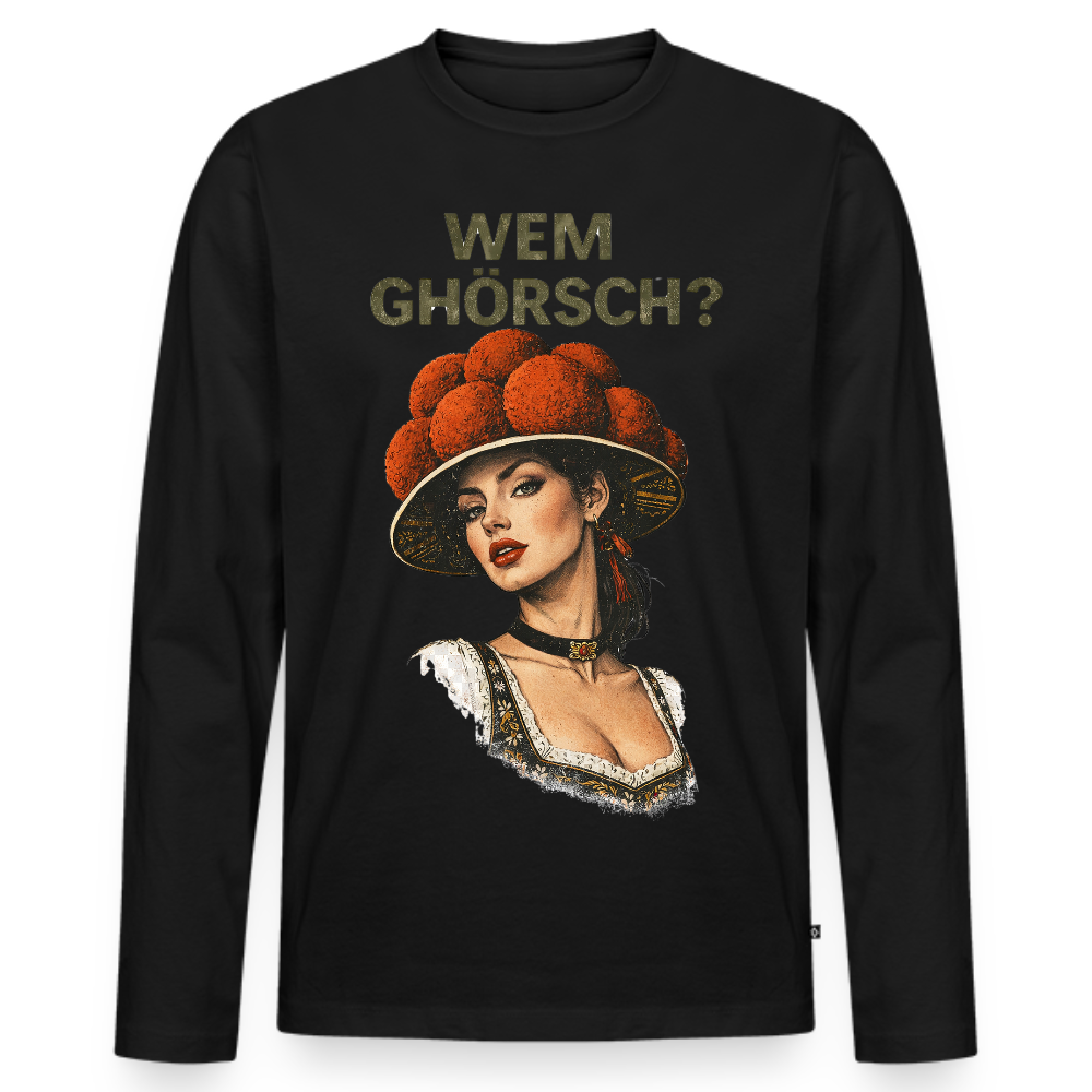 Wem ghörsch? – Schwarzwald Edition | Männer Premium Bio Langarmshirt - Schwarz