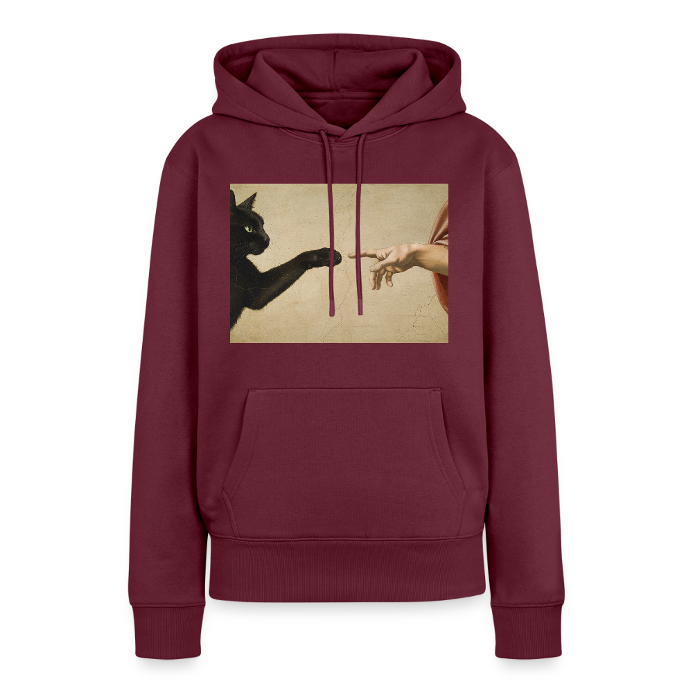 Die Erschaffung Adams… aber die Katze war schneller | Frauen Premium Hoodie - Burgunderrot