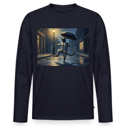 Krümel tanzt im Regen | Männer Premium Bio Langarmshirt - Navy